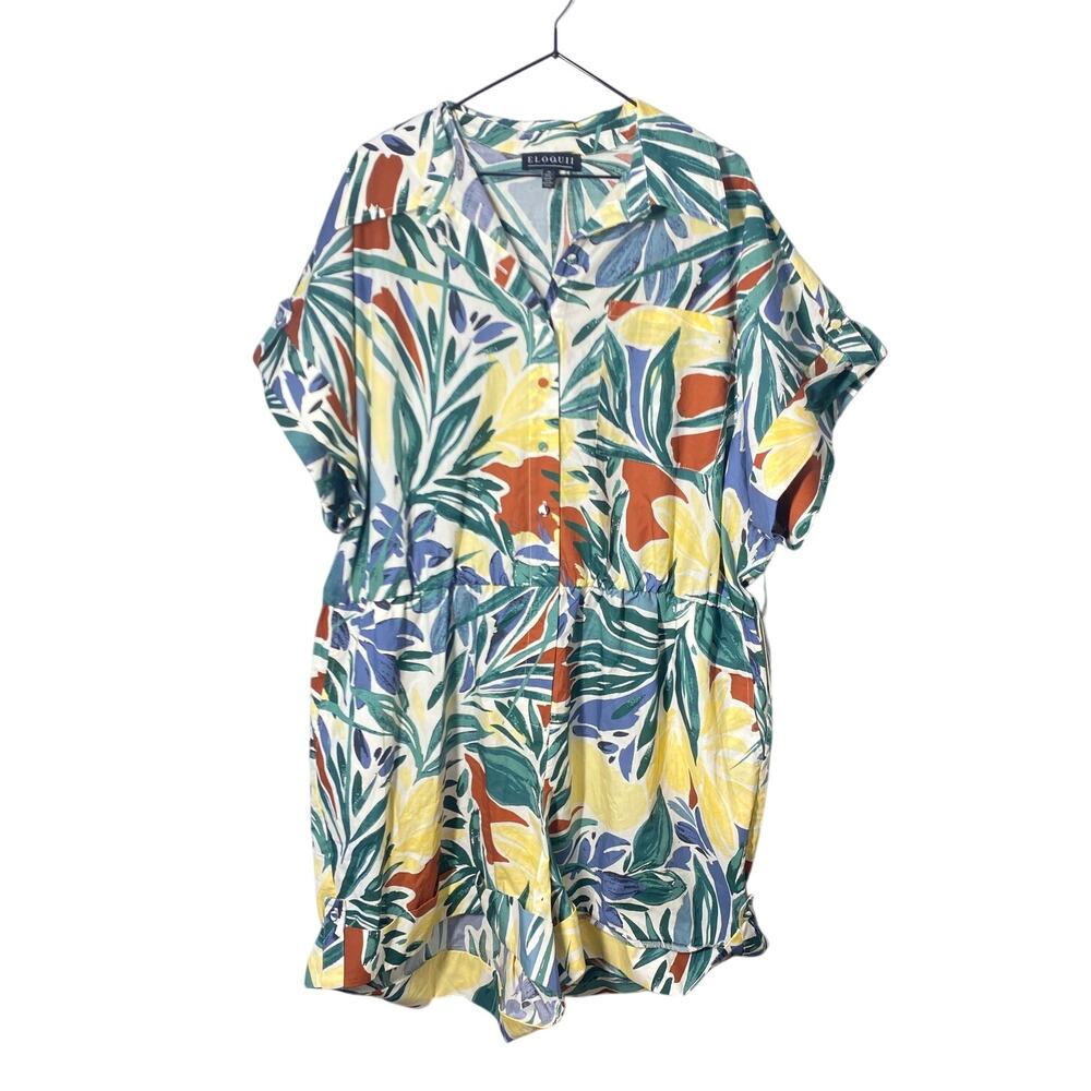 Eloquii Tropical Floral Romper Sz 20 Boho Festival Vacation Beachy